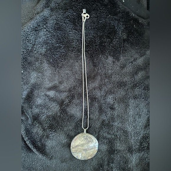 SILPADA Sterling Silver Large Round hammered wavy disc Necklace~#N1496 - Picture 1 of 3